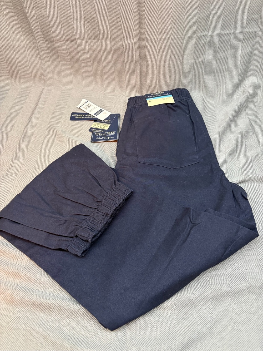 NWT Cherokee school uniform navy blue boys size 14 joggers reinforce knee